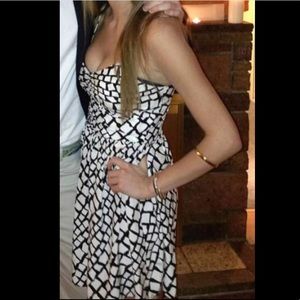 Black and white print silk Parker dress